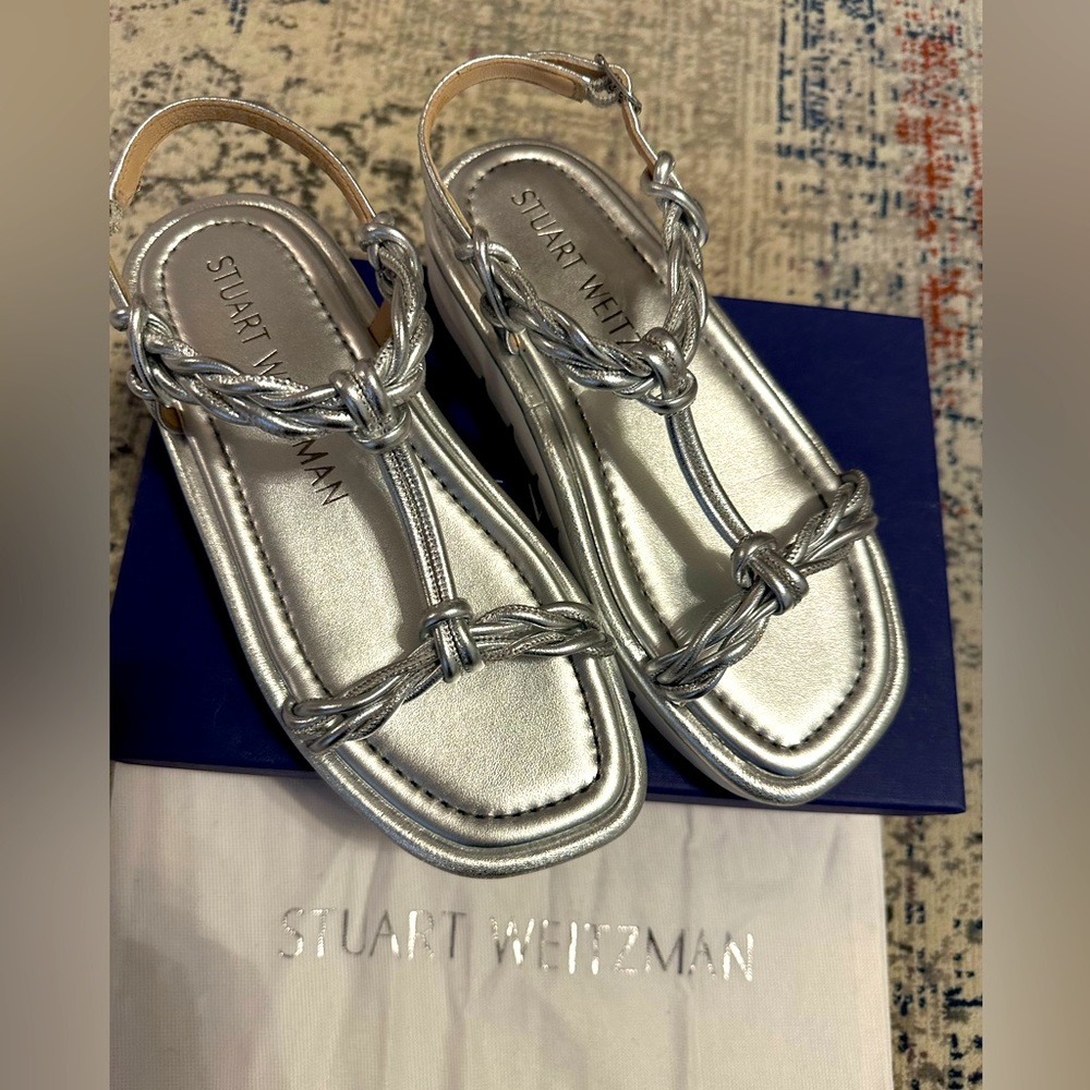 Stuart Weitzman Calypso Metalic Lift platform sandals size 6 B